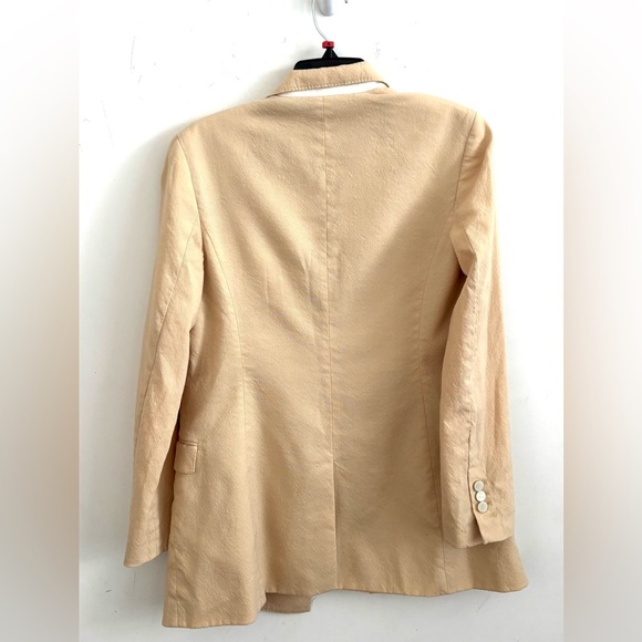 THEORY WOOL DOUBLE BREASTED TAILORED JKT TEXTURED SUIT BLAZER CREAM 6 - Picture 3 of 6